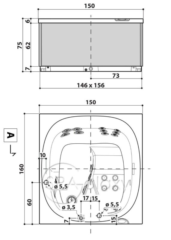 SPA бассейн JACUZZI CITY SPA (Италия), 160 х 150 x 75 cm