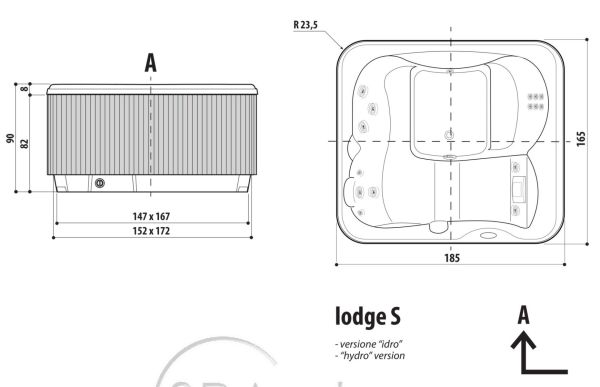 SPA бассейн JACUZZI S (Италия), 185 x 165 x 90 см